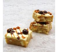 Bakerdays Limited Edition Coffee and Caramel Blondies, White Chocolate Topping, Caramel Pieces, Caramel Sauce, Chocolate-Covered Coffee Beans, Letterbox Friendly