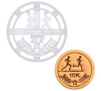 BAKERLOGY 10K Run Medal Cookie Cutter - Running Race Biscuit Cutter for Fitness-Themed Bakes, Training Treats, Running Club Motivation, Athlete Celebration and Race Day Bakes