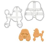 Bakerlogy 2 Poodle Cookie Cutters (Poodle Silhouette & Face) - 3D Printed, Dishwasher Safe, Ideal for Dough, Fondant, Clay