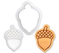 BAKERLOGY Acorn Mini Cookie Cutter & Stamp Set - Cute Woodland Nut Fondant Cutter for Autumn Baking, Fall Harvest, Thanksgiving, Christmas Baking, Cake Decorating Tool