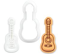 BAKERLOGY Acoustic Guitar Mini Cookie Cutter & Stamp Set - Music Instrument Biscuit Cutter for Cookies, Fondant Cupcake, Cake Decoration & Crafts