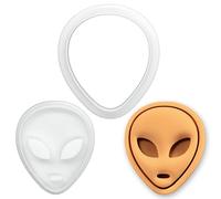 BAKERLOGY Alien Mini Cookie Cutter and Stamp Set - UFO Extraterrestrial Biscuit Fondant Embosser for Sci-Fi Space Theme Baking, Halloween Party Cupcake Decoration