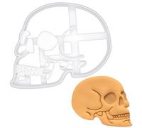BAKERLOGY Anatomical Human Skull Cookie Cutter - Detailed Biscuit Cutter Design for Baking and Crafts, Ideal on Fondant, Dough, Clay