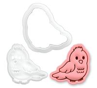 BAKERLOGY Baby Bird Mini Cookie Cutter and Stamp Set - Cute Chick Fondant Embosser, Spring Animal Cupcake Topper Mold for Easter, Baby Shower & Woodland Party Baking