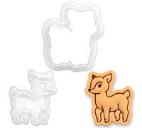 BAKERLOGY Baby Deer Mini Cookie Cutter & Stamp Set - Cute Fawn Biscuit Cutter Fondant Embosser for Woodland Theme Baking, Spring Cookies, Forest Friends Cupcake Decoration Tool
