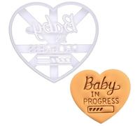 BAKERLOGY Baby in Progress Cookie Cutter - Heart-Shaped Pregnancy Announcement Embosser, Cute Fondant Tool for Baby Shower Bakes and Gender Reveal Cakes