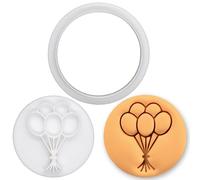 BAKERLOGY Balloon Bouquet Mini Cookie Cutter and Stamp Set - Celebration Balloons Biscuit Cutter Fondant Embosser for Birthday Party Baking, Cupcake Topper Cake Decoration