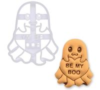 BAKERLOGY Be My Boo Ghost Cookie Cutter - Cute Valentine’s Day Halloween Biscuit Cutter for Baking, Fondant, and Crafts