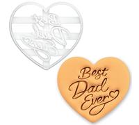 BAKERLOGY Best Dad Ever Cookie Cutter - Heart Shaped Fondant & Biscuit Cutter for Father’s Day, Daddy Birthday & Family Celebration Baking