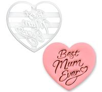 BAKERLOGY Best Mum Ever Cookie Cutter - Heart Shaped Fondant & Biscuit Cutter for Mother’s Day, Mum Birthday & Family Celebration Baking
