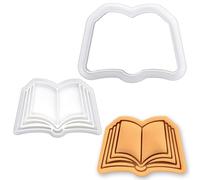 BAKERLOGY Book Mini Cookie Cutter & Stamp Set - Open Book Fondant Embosser for Back to School, Teacher Gift, Book Club Baking, Cupcake Decorating Tool