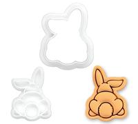 BAKERLOGY Bunny Butt Mini Cookie Cutter and Stamp Set - Cute Rabbit Bottom Fondant Embosser for Easter Cupcakes, Spring Baby Shower & DIY Biscuit Decorating