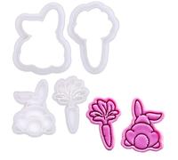 BAKERLOGY Bunny Munch - Mini 2" Cookie Cutter & Stamp Set - Bunny Butt & Carrot Design for Easter & Spring Cookies, Cupcakes & Fondant Decorations