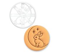 BAKERLOGY Bunny Sitting on Moon Cookie Cutter - Moon Rabbit Storybook Baking Tool for Easter, Mid-Autumn Festival & Tsukimi Treats