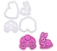 BAKERLOGY Bunny Trails - Mini 2" Cookie Cutter & Stamp Set - Easter Bunny Butt & Cute Fluffy Bunny Design for Easter & Spring Cookies, Cupcakes & Fondant Decorations