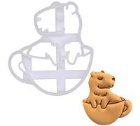 BAKERLOGY Cappyccino Cookie Cutter - Cute Capybara Soaking in a Cappuccino Coffee Cup - Detailed Biscuit Cutter Design for Baking and Crafts