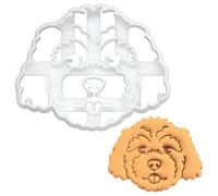 BAKERLOGY Cavapoo Face Cookie Cutter - Cavoodle Dog Biscuit Cutter, Cavalier King Charles Spaniel × Poodle Design for Pet Treats, Baking & Groomer Gifts