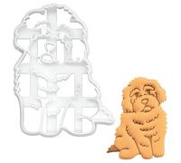 BAKERLOGY Cavapoo Full Body Cookie Cutter - Cavoodle Dog Biscuit Cutter, Cavalier King Charles Spaniel × Poodle Design for Pet Treats, Dog Parties & Groomer Gifts