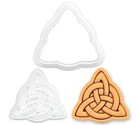 BAKERLOGY Celtic Triquetra Mini Cookie Cutter & Stamp Set - Trinity Knot Biscuit Cutter Embosser for Irish Baking, Pagan Symbol Cookies, St Patrick’s Day Cupcake Decoration Tool