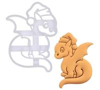 BAKERLOGY Christmas Baby Dragon with Santa Hat Cookie Cutter - Bake Mythical Xmas Cookies - Detailed Biscuit Cutter Design for Baking and Crafts, Ideal on Fondant, Dough, Clay