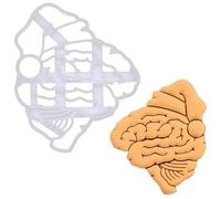BAKERLOGY Christmas Brain with Santa Hat Cookie Cutter - Bake Anatomical Xmas Cookies - Detailed Biscuit Cutter Design for Baking and Crafts, Ideal on Fondant, Dough, Clay