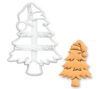 BAKERLOGY Christmas Tree with Santa Hat Cookie Cutter - Festive Biscuit Cutter for Holiday Baking, Winter Desserts & Gingerbread Decorating