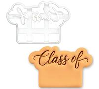 BAKERLOGY Class of Plaque Cookie Cutter - Pipe Your Own Year with Icing, Graduation Fondant Cutter for DIY Grad Party School Cookies, Cake Decoration Tool