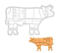 BAKERLOGY Cow Butcher Cut Cookie Cutter - Detailed Biscuit Cutter Design for Baking and Crafts, Ideal on Fondant, Dough, Clay