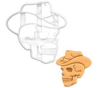 BAKERLOGY Cowboy Skull Cookie Cutter - Bake Wild West Halloween Cookies - Detailed Biscuit Cutter Design for Baking and Crafts, Ideal on Fondant, Dough, Clay