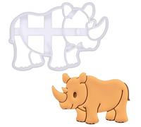 BAKERLOGY Cute Rhinoceros Cookie Cutter - Bake Safari Animal Themed Cookies, Detailed Biscuit Cutter Design for Baking and Crafts, Ideal on Fondant, Dough, Clay