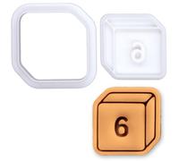 BAKERLOGY D6 Dice Mini Cookie Cutter & Stamp Set - Six-Sided Tabletop RPG Fondant Embosser for Cookies, Cupcakes, Game Night, Gamer Birthday, Dungeon Master, Board Game Party & Fantasy Baking