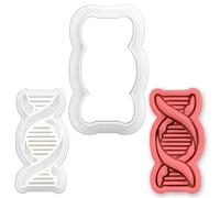 BAKERLOGY DNA Mini Cookie Cutter and Stamp Set - Double Helix Fondant Embosser, Science Cupcake Topper Mold for Biology Party, Lab Themed Baking & STEM Celebration