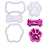 BAKERLOGY Dog Treat Mini Cookie Cutter & Stamp Set (Cute Paw & I WOOF U Designs) - Biscuit Molds for Pet Lovers & Homemade Dog Snacks