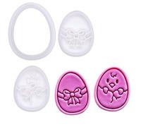 BAKERLOGY Egg-citing Easter - Mini 2" Cookie Cutter & Stamp Set - Easter Egg & Easter Chick Design for Easter & Spring Cookies, Cupcakes & Fondant Decorations