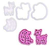 BAKERLOGY Forest Friends - Mini 2" Cookie Cutter & Stamp Set - Fawn & Hedgehog Design for Easter & Woodland Spring Cookies, Cupcakes & Fondant Decorations