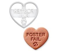 BAKERLOGY “Foster Fail” Conversation Heart Cookie Cutter - Heart-Shaped Baking Cutter for Dog Adoption, Rescue Events, Animal Shelter Fundraisers, Fondant & Sugarcraft Cookies