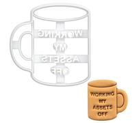BAKERLOGY Funny Accountant Joke Mug-Shaped Cookie Cutter (Working My Assets Off)