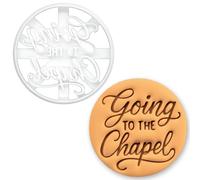 BAKERLOGY Going to the Chapel Cookie Cutter - Round Wedding Phrase Biscuit Cutter for Bridal Shower, Engagement Party, Cookies, Fondant, Cake Decoration & Crafts