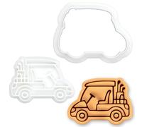 BAKERLOGY Golf Cart Mini Cookie Cutter & Stamp Set - Golf Course Fondant Embosser for Cookies, Cupcake Toppers, Golfer Birthday, Father’s Day, Retirement, Country Club & Tournament Baking