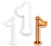 BAKERLOGY Golf Flagstick Mini Cookie Cutter & Stamp Set - Putting Green Fondant Embosser for Cookies, Cupcake Toppers, Golfer Birthday, Father’s Day, Retirement & Tournament Baking