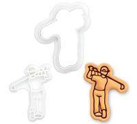 BAKERLOGY Golfer Mini Cookie Cutter & Stamp Set - Golf Swing Fondant Embosser for Cookies, Cupcake Toppers, Golfer Birthday, Father’s Day, Retirement, Country Club & Tournament Baking