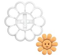BAKERLOGY Happy Daisy Flower with Smiling Face Cookie Cutter - Detailed Biscuit Cutter Design for Baking and Crafts, Ideal on Fondant, Dough, Clay