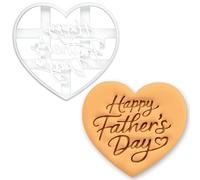 BAKERLOGY Happy Father’s Day Cookie Cutter - Heart Shaped Fondant & Biscuit Cutter for Dad Appreciation Cookies, Cake Toppers & DIY Baking