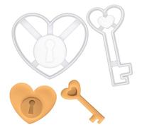 BAKERLOGY Heart Lock and Key Cookie Cutters - Detailed Biscuit Cutter Design for Baking and Crafts, Ideal on Fondant, Dough, Clay