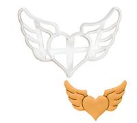 BAKERLOGY Heart with Angel Wings Cookie Cutter - Detailed Biscuit Cutter Design for Baking and Crafts, Ideal on Fondant, Dough, Clay