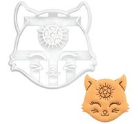 BAKERLOGY Hex Kitty Cookie Cutter - Cute Cat with Pentagram Biscuit Embosser, Witchy Fondant Stamp for Pagan Baking, Feminine Power Crafts and Magical Themed Cakes