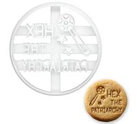 BAKERLOGY Hex The Patriarchy Cookie Cutter - Witch Wand and Feminist Biscuit Embosser, Bold Fondant Stamp for Magical Baking, Pagan Rituals, and Empowerment Crafts