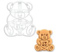 BAKERLOGY I Love ME Teddy Bear Cookie Cutter - Cute Bear Holding Heart Biscuit Cutter for Self Love, Self Care, Anti-Valentine Baking, Empowerment Gift, Galentine’s Day or Fun Romantic Baking Tool
