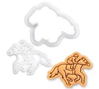 BAKERLOGY Jockey Mini Cookie Cutter & Stamp Set - Horse Riding Fondant Embosser for Equestrian Baking, Pony Party, Race Day, Cake Decorating Tool