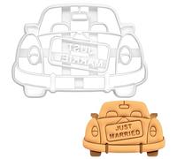 BAKERLOGY Just Married Car Cookie Cutter - Detailed Biscuit Cutter Design for Baking and Crafts, Ideal on Fondant, Dough, Clay